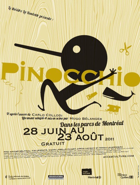 Affiche de la pièce Pinocchio, Théâtre La Roulotte