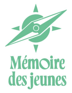 Logo du Mémoire des jeunes qui représente les aiguilles d'un boussole.