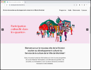 Page d'accueil du microsite sur le programme Participation culturelle dans les quartiers.