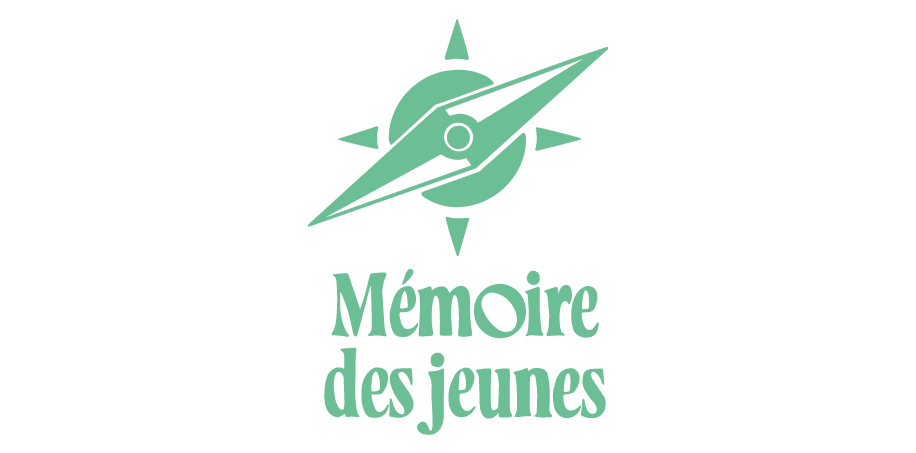 Logo du Mémoire des jeunes qui représente les aiguilles d'un boussole.